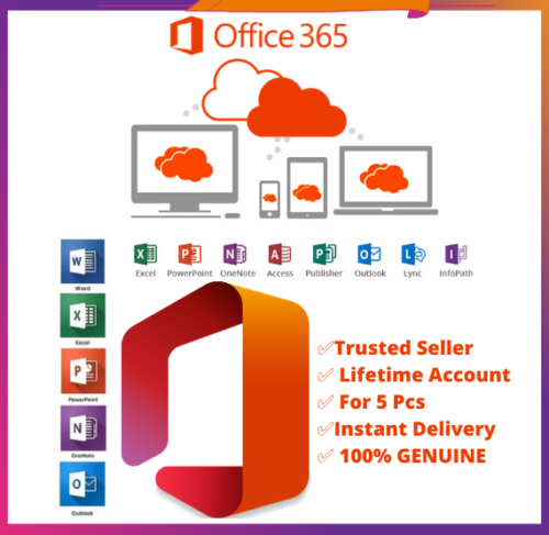 Microsoft Office 365 Pro Plus Account Lifetime – 5 Devices – 5 User – 1 Year for ALL